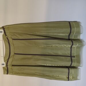 JJill Skirt - Side Zip - Green&Brown - Satin and Tulle Detail